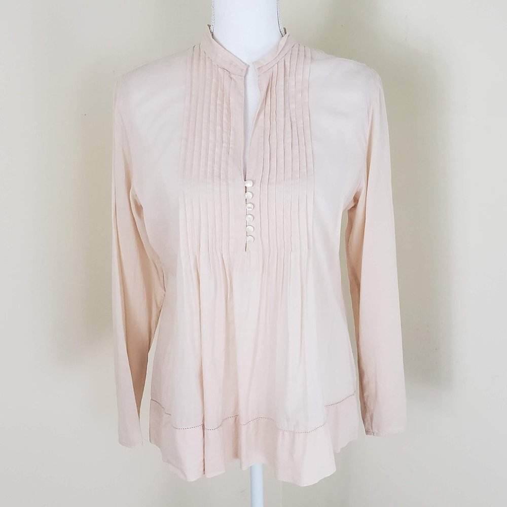 J.Jill Pleated Sheer Pintuck Top Blush Pink Small - Picture 9 of 9